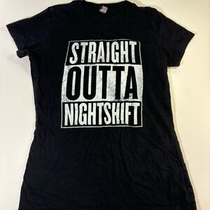 District Black T-Shirt with White Print